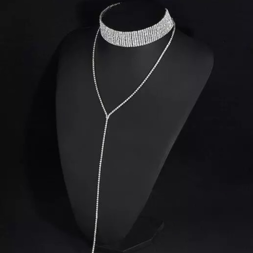 New! Crystal Choker Statement Necklace - Picture 5 of 9